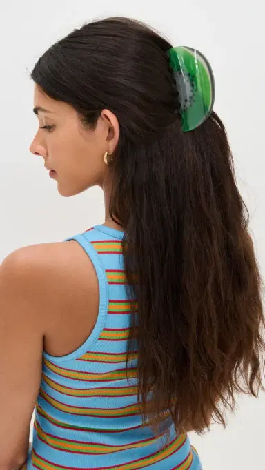 By Adina Eden Kiwi Slice Hair Claw Clip Green One Size | Thumbnail 3