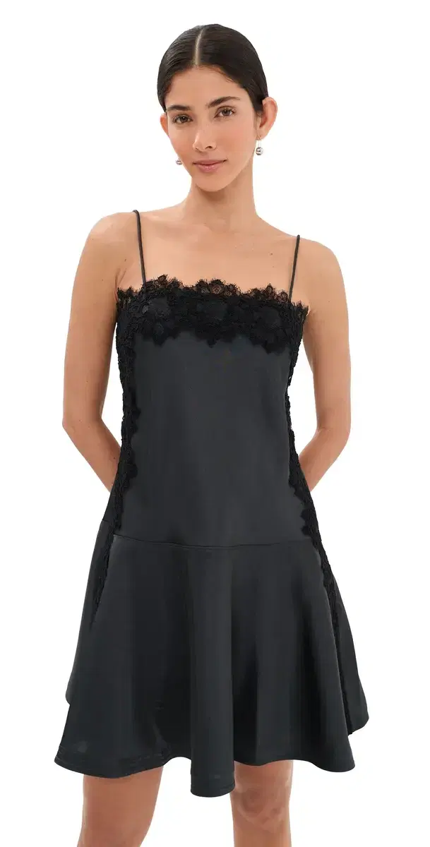 3.1 Phillip Lim Cami Mini Dress with Lace Trim Slate