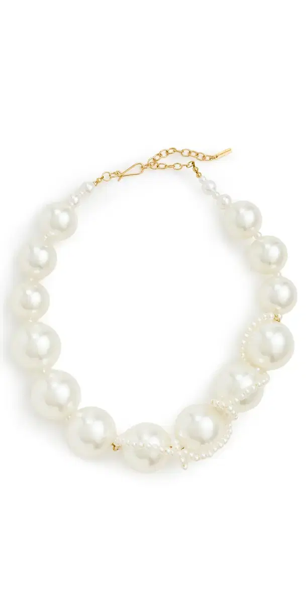 Large Faux Pearl Necklace Brass/18k Gold Plated One Size