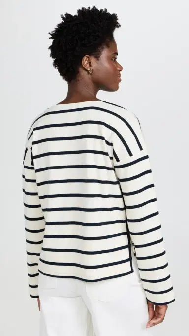 La Ligne Breton Long Sleeve Tee Ecru/Navy | Thumbnail 3