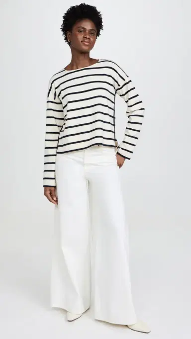 La Ligne Breton Long Sleeve Tee Ecru/Navy | Thumbnail 5