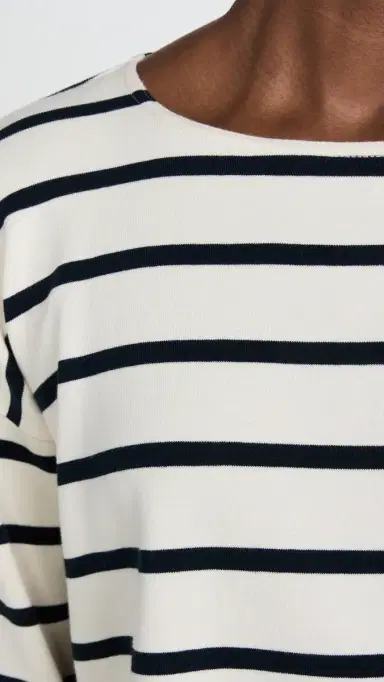 La Ligne Breton Long Sleeve Tee Ecru/Navy | Thumbnail 6