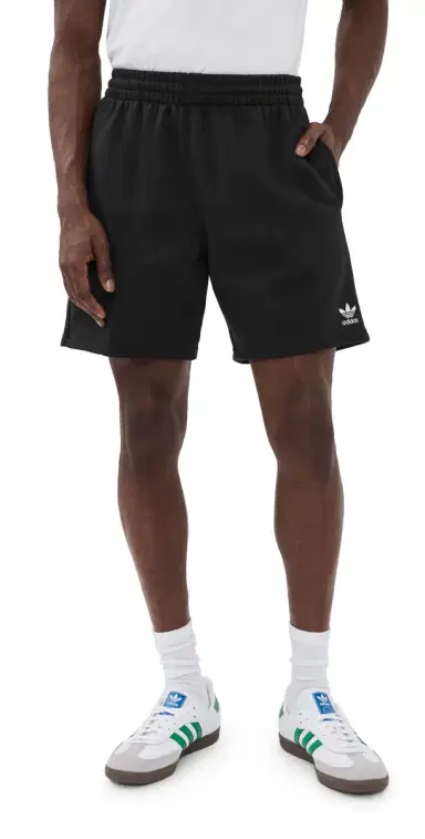 adidas Trefoil Essentials Fleece Shorts 7 Black | Thumbnail 1 adidas Trefoil Essentials Fleece Shorts 7 Black | Thumbnail 1