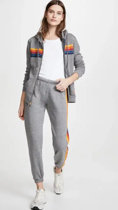 Aviator Nation 5 Stripe Zip Hoodie Heather Grey | Thumbnail 5 Aviator Nation 5 Stripe Zip Hoodie Heather Grey | Thumbnail 5