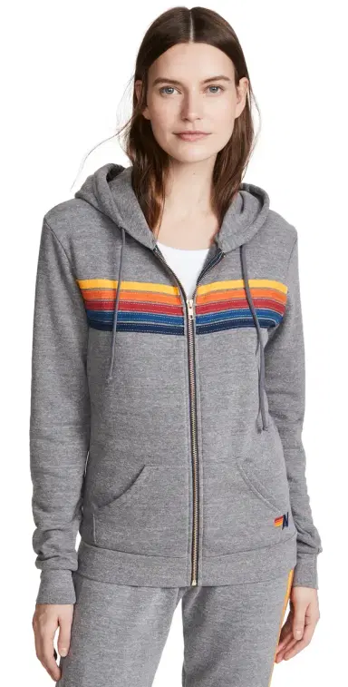 Aviator Nation 5 Stripe Zip Hoodie Heather Grey | Thumbnail 1 Aviator Nation 5 Stripe Zip Hoodie Heather Grey | Thumbnail 1