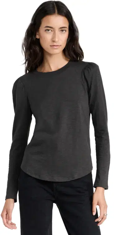 Veronica Beard Jean Mason Baseball Tee Charcoal L | Thumbnail 1 Veronica Beard Jean Mason Baseball Tee Charcoal L | Thumbnail 1