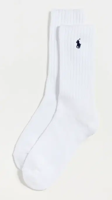 Polo Ralph Lauren Cotton Rib Crew Socks White 10-13 | Thumbnail 2