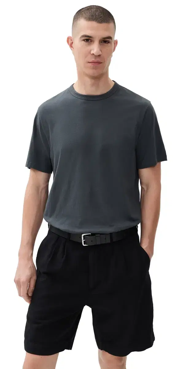 Officine Generale Crew Neck Tee Faded Black