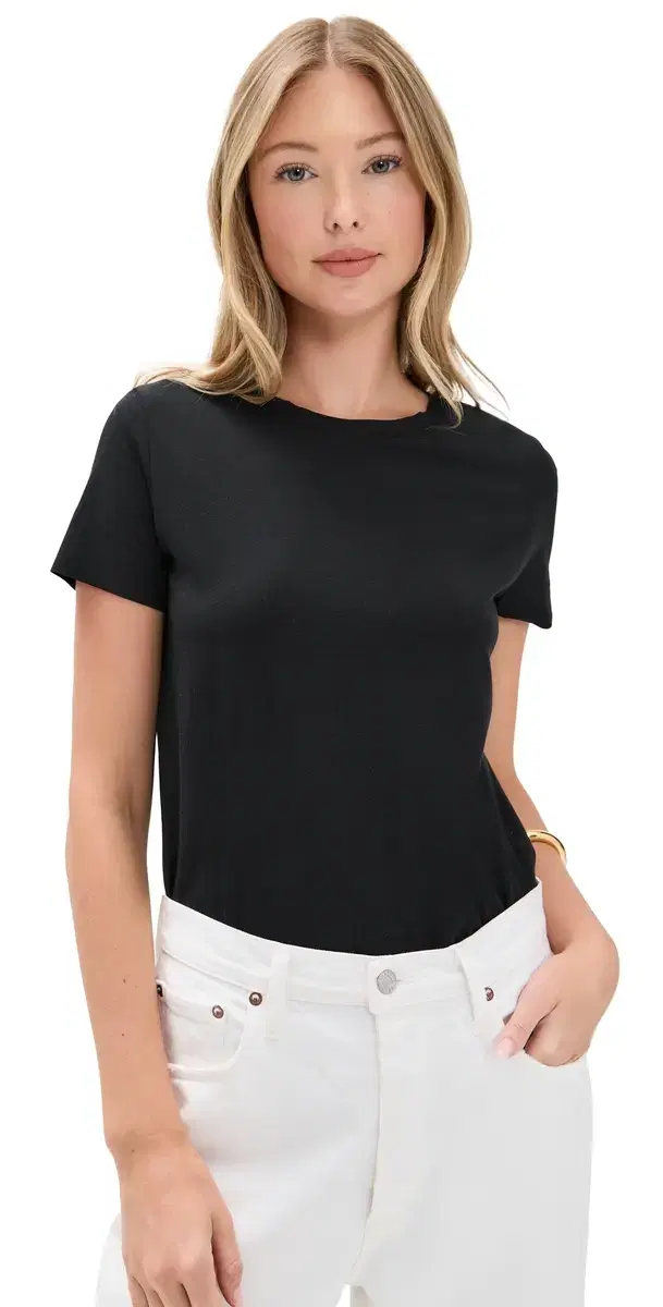 Essential Cotton Tee Thong Bodysuit Black