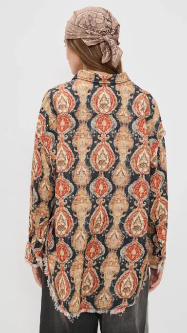 R13 hredded eam Drop Neck Shirt Orange Dark Navy Multicolor | Thumbnail 3