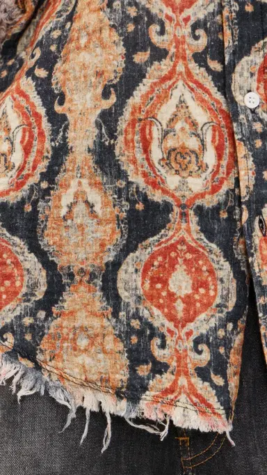R13 hredded eam Drop Neck Shirt Orange Dark Navy Multicolor | Thumbnail 6