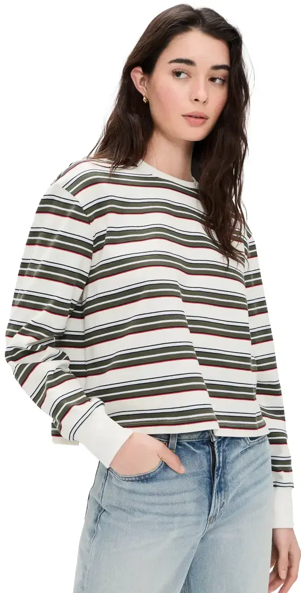 The Long Sleeve Boxy Tee Ivy ulti Stripe