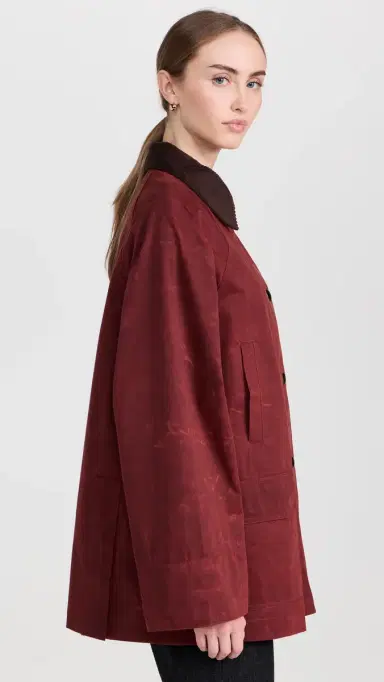 Alex Mill Chiltern Street Barn Jacket In Waxed Cotton Red M | Thumbnail 4