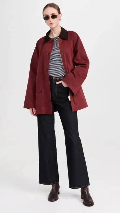 Alex Mill Chiltern Street Barn Jacket In Waxed Cotton Red M | Thumbnail 5