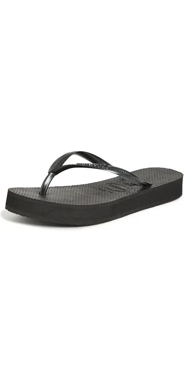 Slim Flatform Flip Flops Black