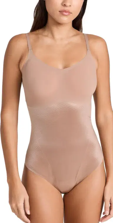 Spanx shape Invisible Cami Thong Bodysuit Cafe au Lait | Thumbnail 1 Spanx shape Invisible Cami Thong Bodysuit Cafe au Lait | Thumbnail 1