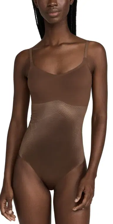 Spanx SPANXshape Invisible Cami Thong Bodysuit Chestnut Brown L | Thumbnail 1