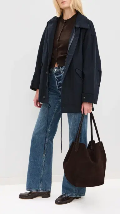 Madewell The Shopper Tote in Soft Grain Suede Dark Carob One Size | Thumbnail 3