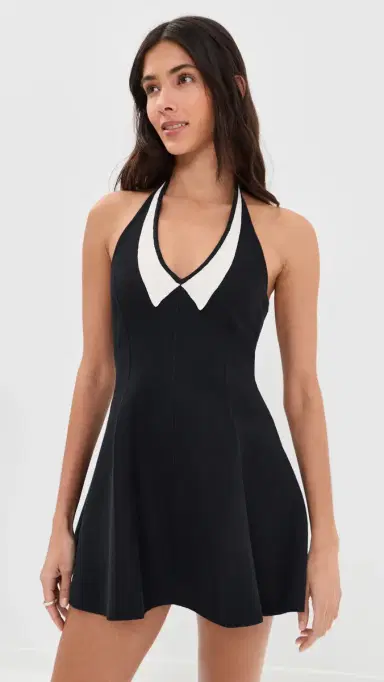 Fleur du Mal Sofia Collared Flare Dress Black/ | Thumbnail 2