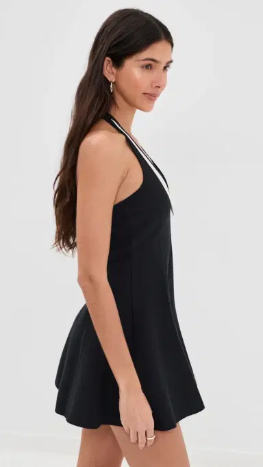 Fleur du Mal Sofia Collared Flare Dress Black/ | Thumbnail 4