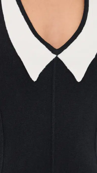 Fleur du Mal Sofia Collared Flare Dress Black/ | Thumbnail 6