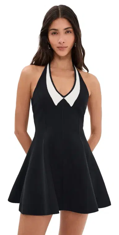 Fleur du Mal Sofia Collared Flare Dress Black/ | Thumbnail 1