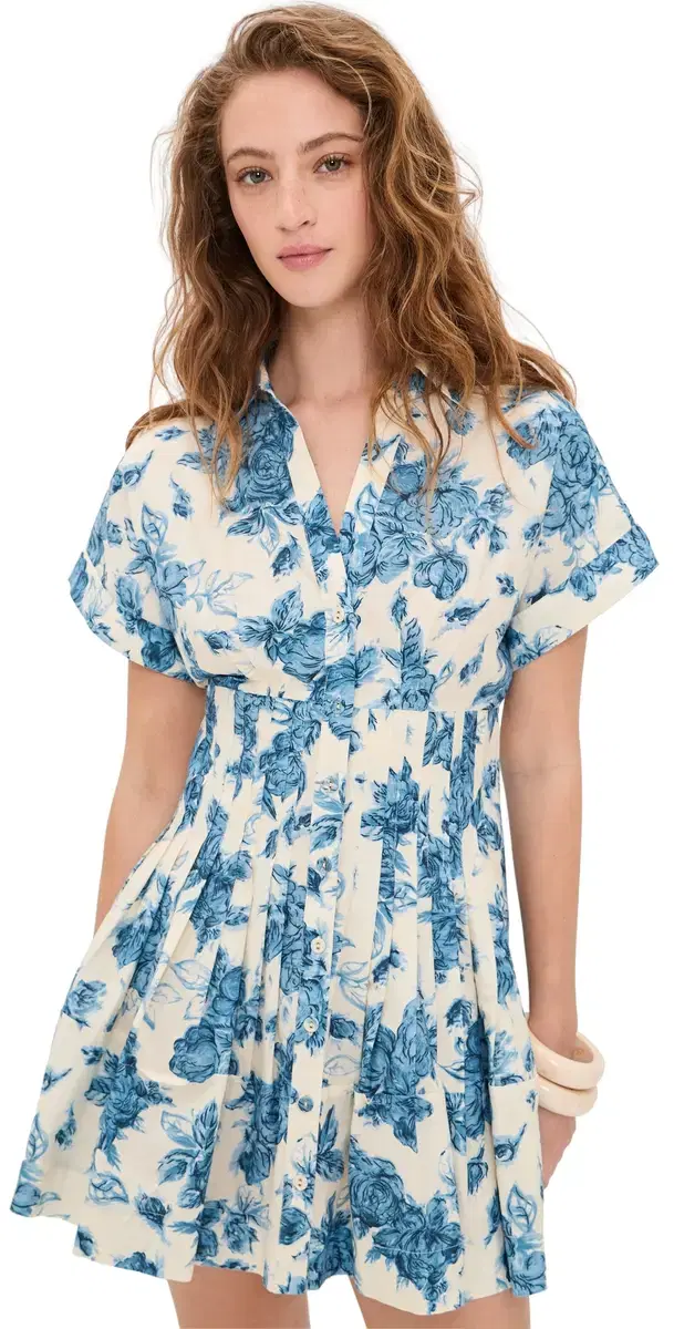 Nash Mini Dress Tossed Floral Blue