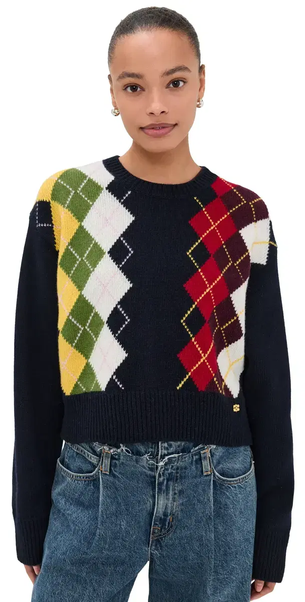 Chunky Wool ix Argyle Knit Pullover Sky Captain