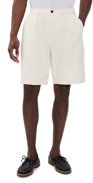 Universal Works Pleated Track Shorts 11 Ecru | Thumbnail 1