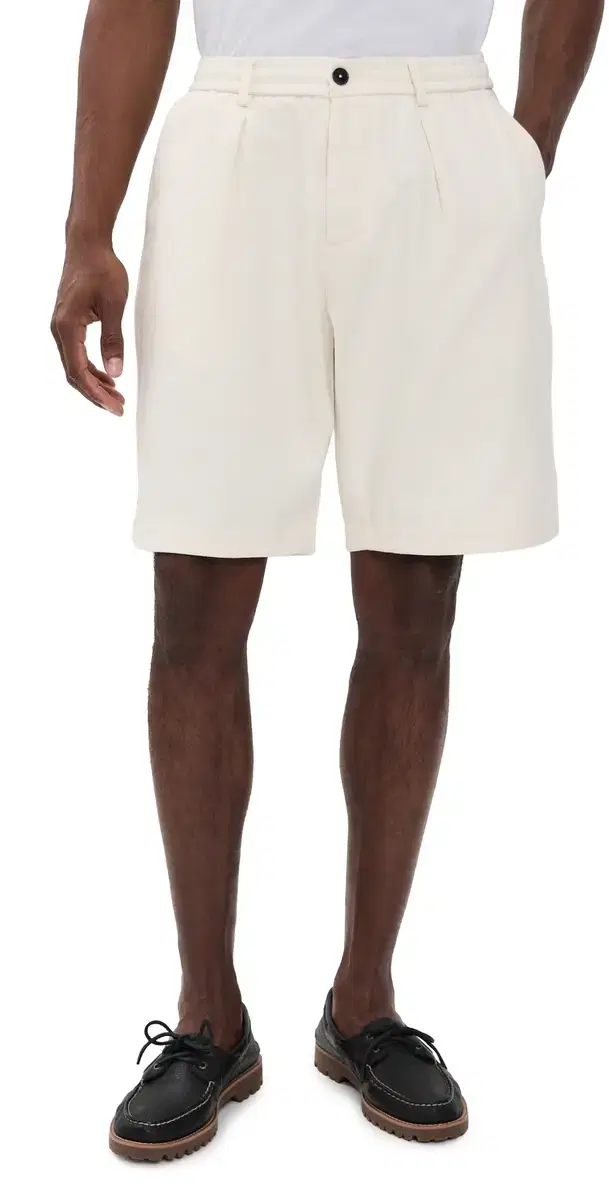 Pleated Track Shorts 11 Ecru