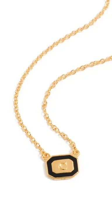 Gwen Beloti Initial Gold Block Pendant Necklace | Thumbnail 5