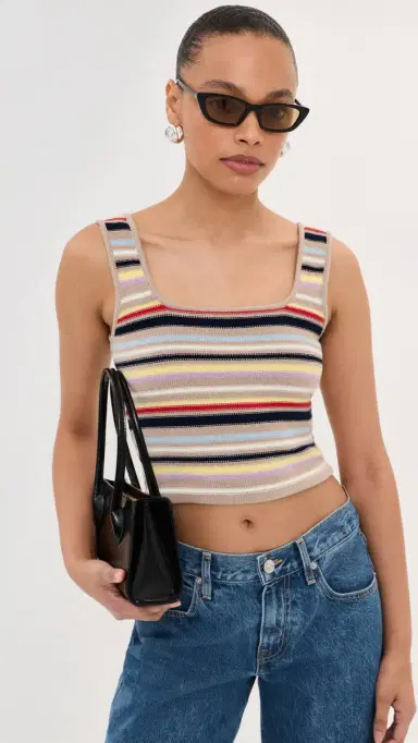 LE BOP Jensen Crop Tank Sand Multi Stripe M | Thumbnail 2 LE BOP Jensen Crop Tank Sand Multi Stripe M | Thumbnail 2