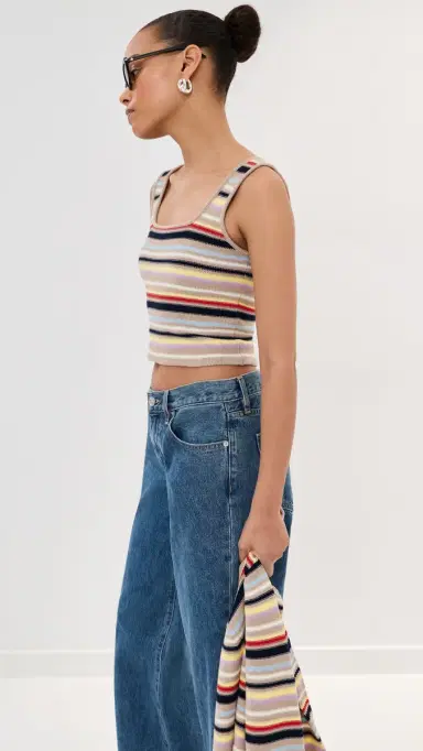 LE BOP Jensen Crop Tank Sand Multi Stripe M | Thumbnail 4 LE BOP Jensen Crop Tank Sand Multi Stripe M | Thumbnail 4