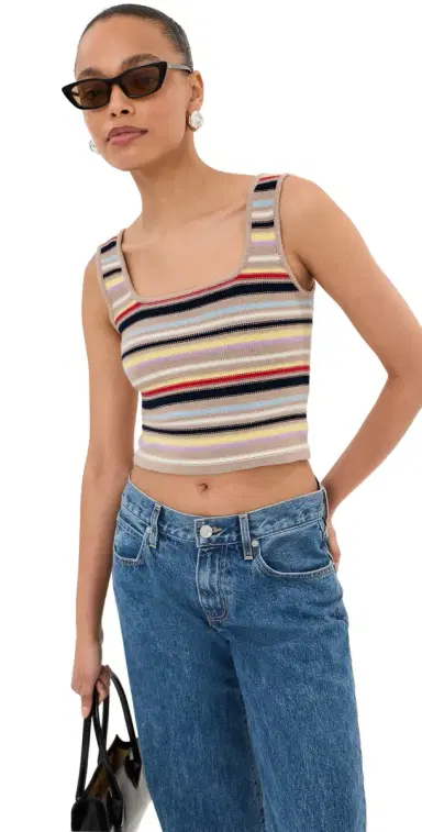 LE BOP Jensen Crop Tank Sand Multi Stripe M | Thumbnail 1 LE BOP Jensen Crop Tank Sand Multi Stripe M | Thumbnail 1