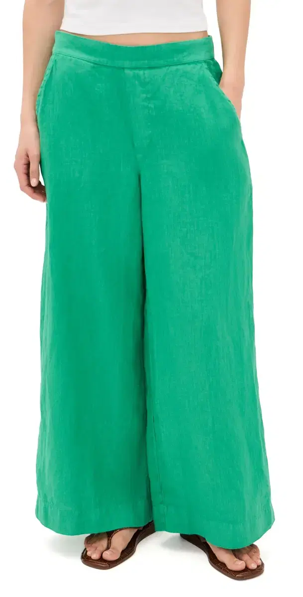 Pull-On Crop Wide Leg Pants Kelly Green