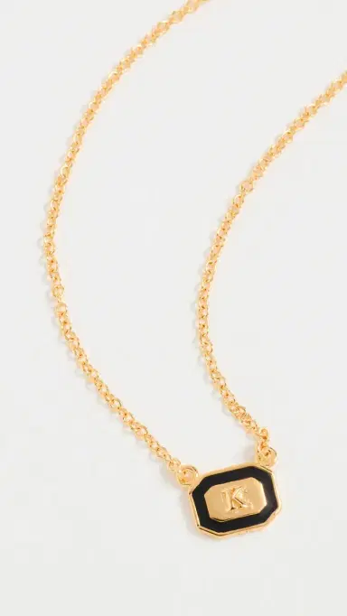 Gwen Beloti Initial Gold Block Pendant Necklace K | Thumbnail 2