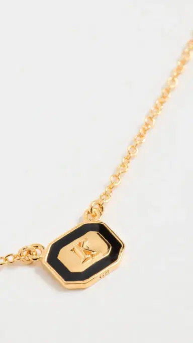 Gwen Beloti Initial Gold Block Pendant Necklace K | Thumbnail 5
