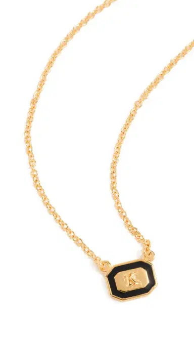 Gwen Beloti Initial Gold Block Pendant Necklace K | Thumbnail 6