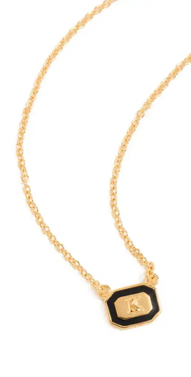 Gwen Beloti Initial Gold Block Pendant Necklace K | Thumbnail 1