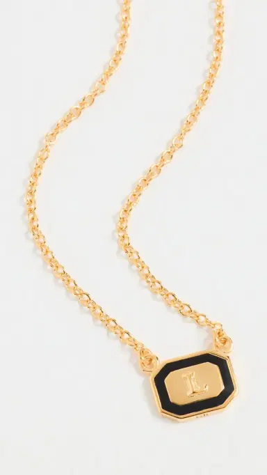 Gwen Beloti Initial Gold Block Pendant Necklace | Thumbnail 2
