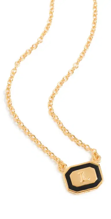Gwen Beloti Initial Gold Block Pendant Necklace | Thumbnail 1