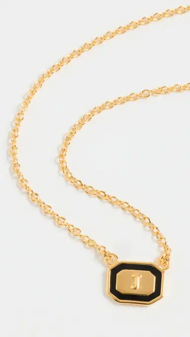 Gwen Beloti Initial Gold Block Pendant Necklace J One Size | Thumbnail 2