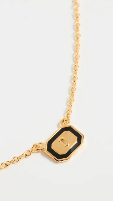 Gwen Beloti Initial Gold Block Pendant Necklace J One Size | Thumbnail 4