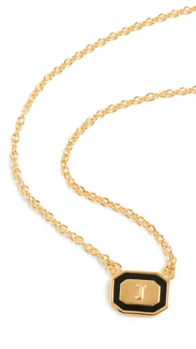 Gwen Beloti Initial Gold Block Pendant Necklace J One Size | Thumbnail 5