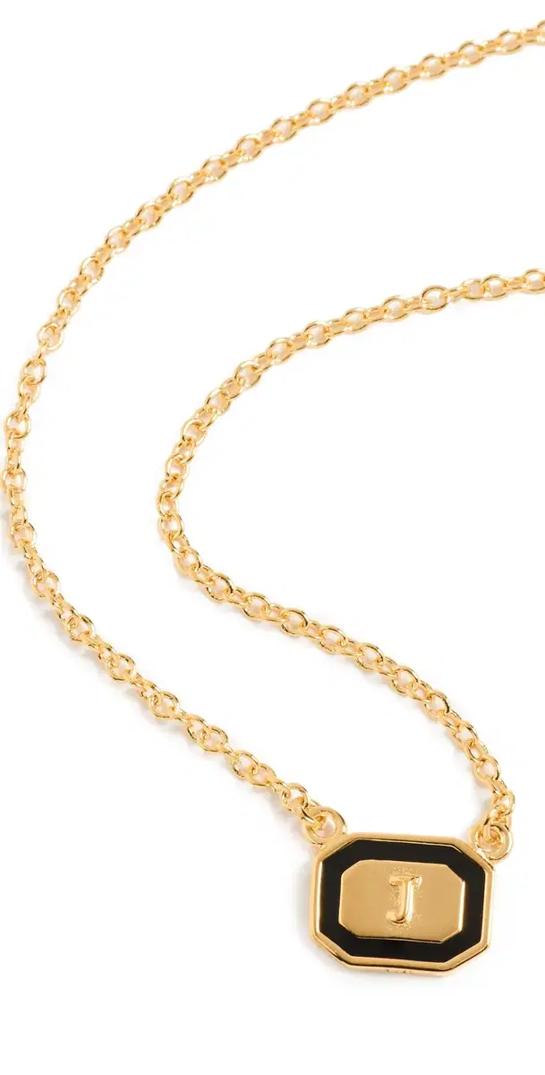 Initial Gold Block Pendant Necklace J One Size
