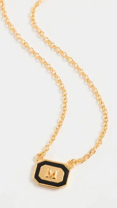 Gwen Beloti Initial Gold Block Pendant Necklace | Thumbnail 2