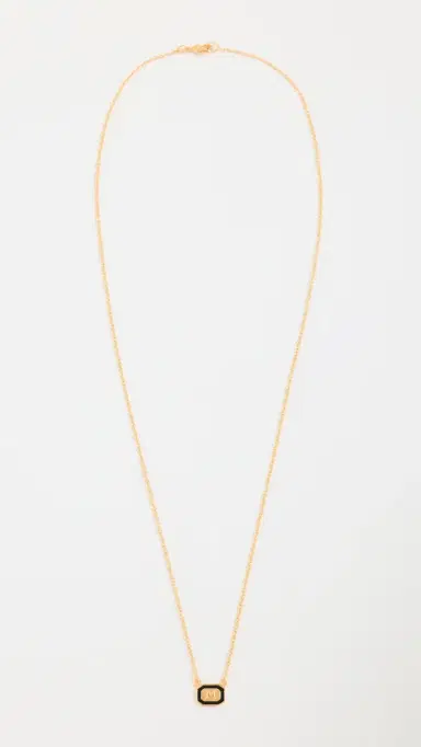 Gwen Beloti Initial Gold Block Pendant Necklace | Thumbnail 4