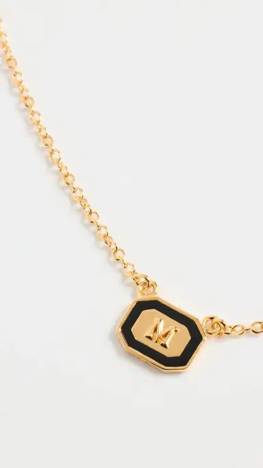 Gwen Beloti Initial Gold Block Pendant Necklace | Thumbnail 5