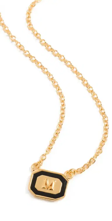 Gwen Beloti Initial Gold Block Pendant Necklace | Thumbnail 1