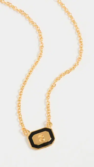 Gwen Beloti Initial Gold Block Pendant Necklace | Thumbnail 2